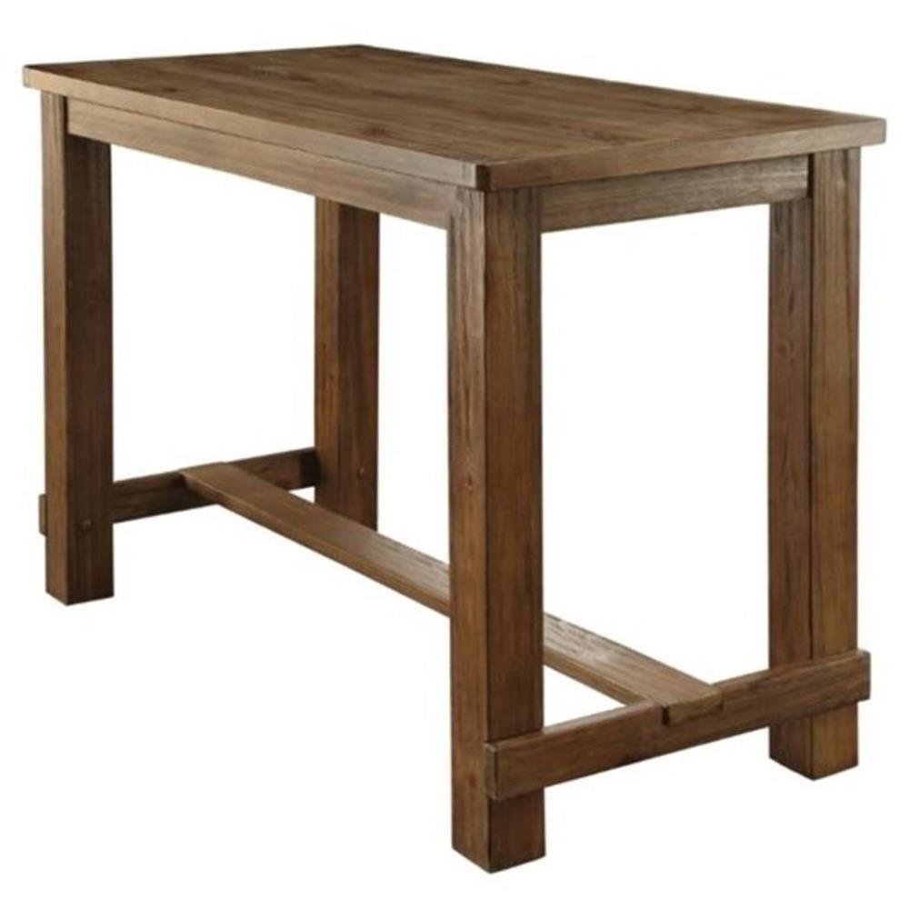 Pemberley Row Solid Wood Natural Pub Table Rectangular Distressed 60" x ...