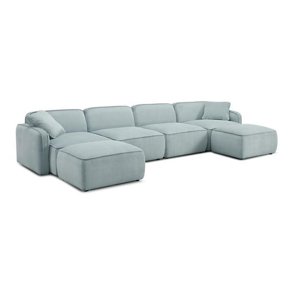 Pemberly Row Seafoam Performance Corduroy Velvet 6-Piece Modular U-Sectional