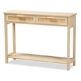thumbnail image 1 of Pemberly Row Sebille Modern Wood 2-Drawer 1 Open Shelf Console Table with Rattan in Light Brown, 1 of 10