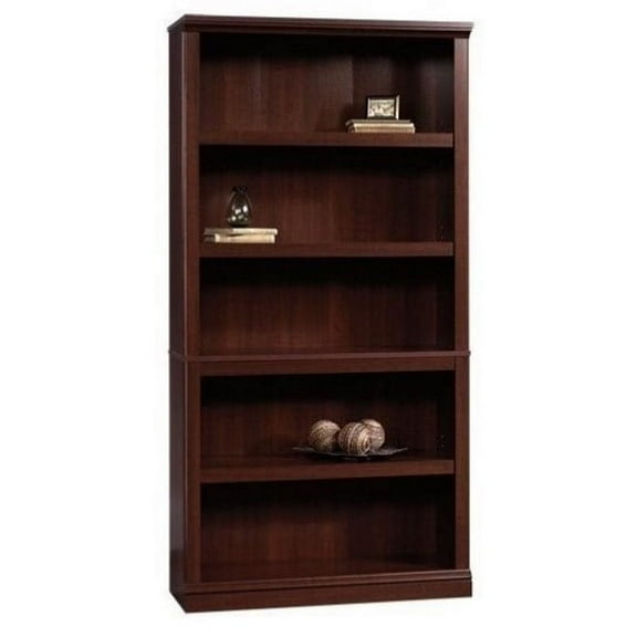 Pemberly Row Select Cherry 5 Shelf Bookcase with Adjustable Shelves