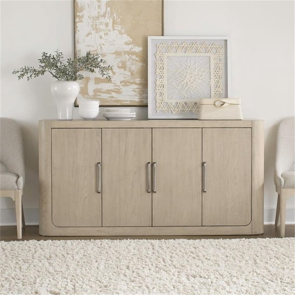 Pemberly Row Dining Room Server with Faux Concrete Top in White