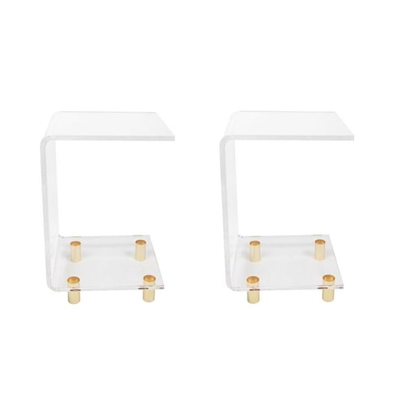Pemberly Row Set of 2 C-shape Lucite and Acrylic Accent Table in Clear