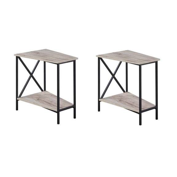 Pemberly Row Set of 2 Contemporary Wedge End Tables in Driftwood