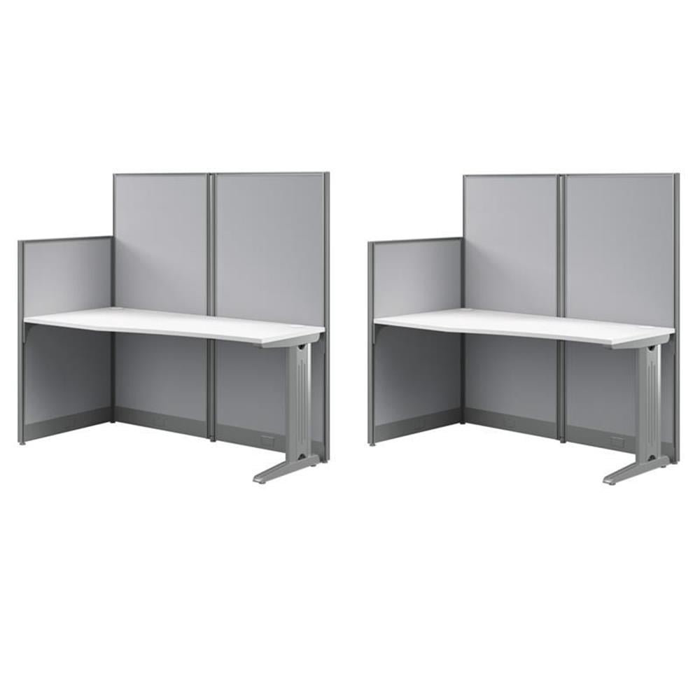Pemberly Row Set of 2 Engineered Wood Straight Cubicle Desk in Pure ...