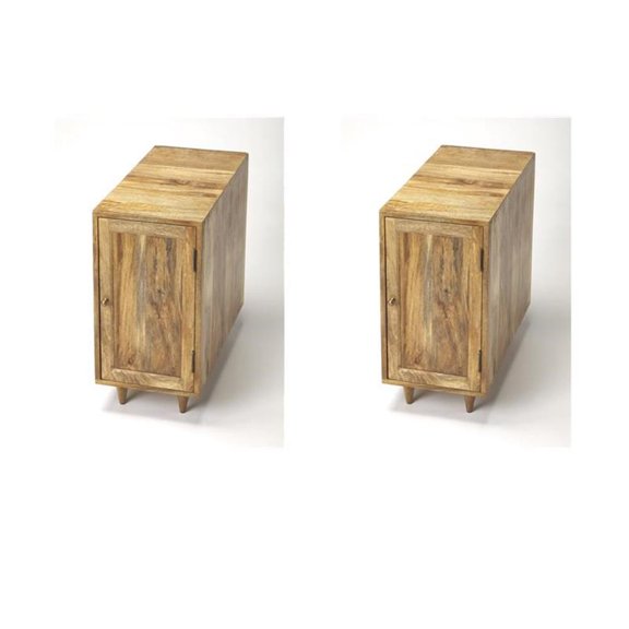 Pemberly Row Set of 2 Modern Chairside Wood Accent Chests In Brown