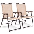 thumbnail image 1 of Pemberly Row Set of 2 Patio Steel Folding Sling Back Chairs in Yellow, 1 of 6