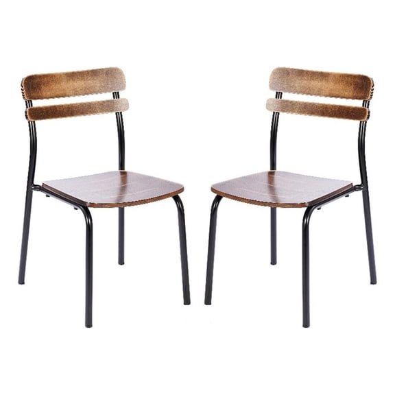 Pemberly Row Set of 2 Solid Wood Dining Chairs with Black Frame - Antique Copper