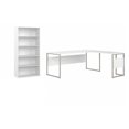 thumbnail image 1 of Pemberly Row Set of 2 Tall 5-Shelf Bookcase & L-Shaped Table Desk in White, 1 of 18