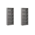 thumbnail image 1 of Pemberly Row Set of 2 Tall 5-Shelf Bookcases in Platinum Gray - Engineered Wood, 1 of 8