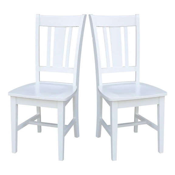 Pemberly Row Set of Two Solid Wood Splatback Chairs in White