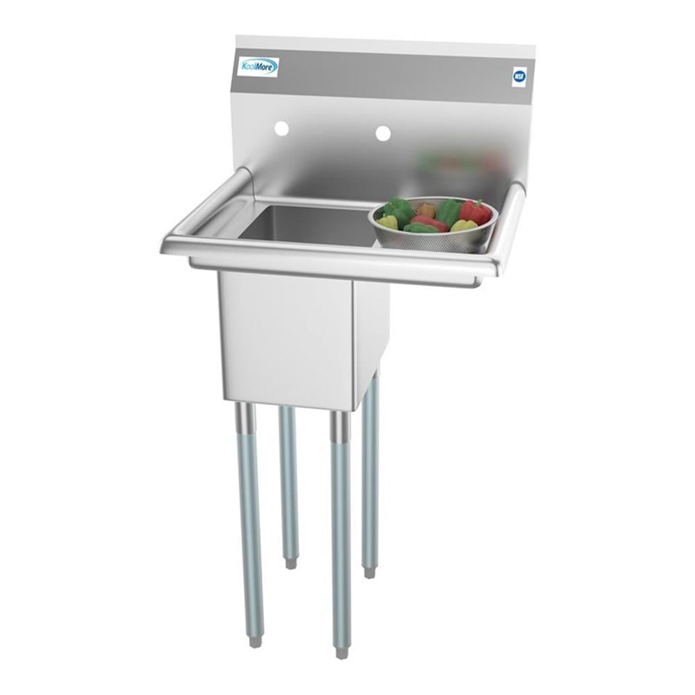 Pemberly Row Silver 10x14x10 Right NSF Stainless Steel Kitchen Prep/Utility Sink