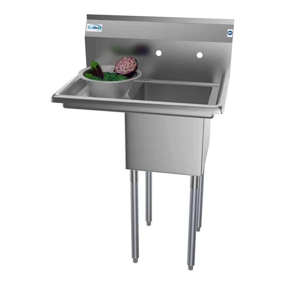 Pemberly Row Silver 14x16x11 Left NSF Stainless Steel Kitchen Prep/Utility Sink