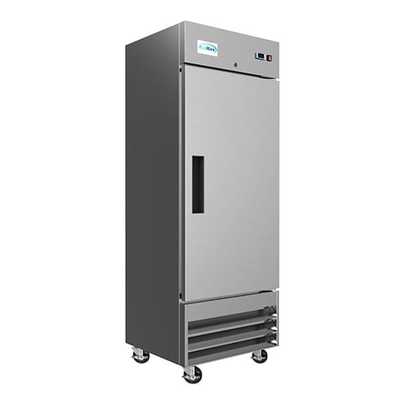 Pemberly Row Silver 29" Solid Door Stainless Steel Reach-In Refrigerator Cooler