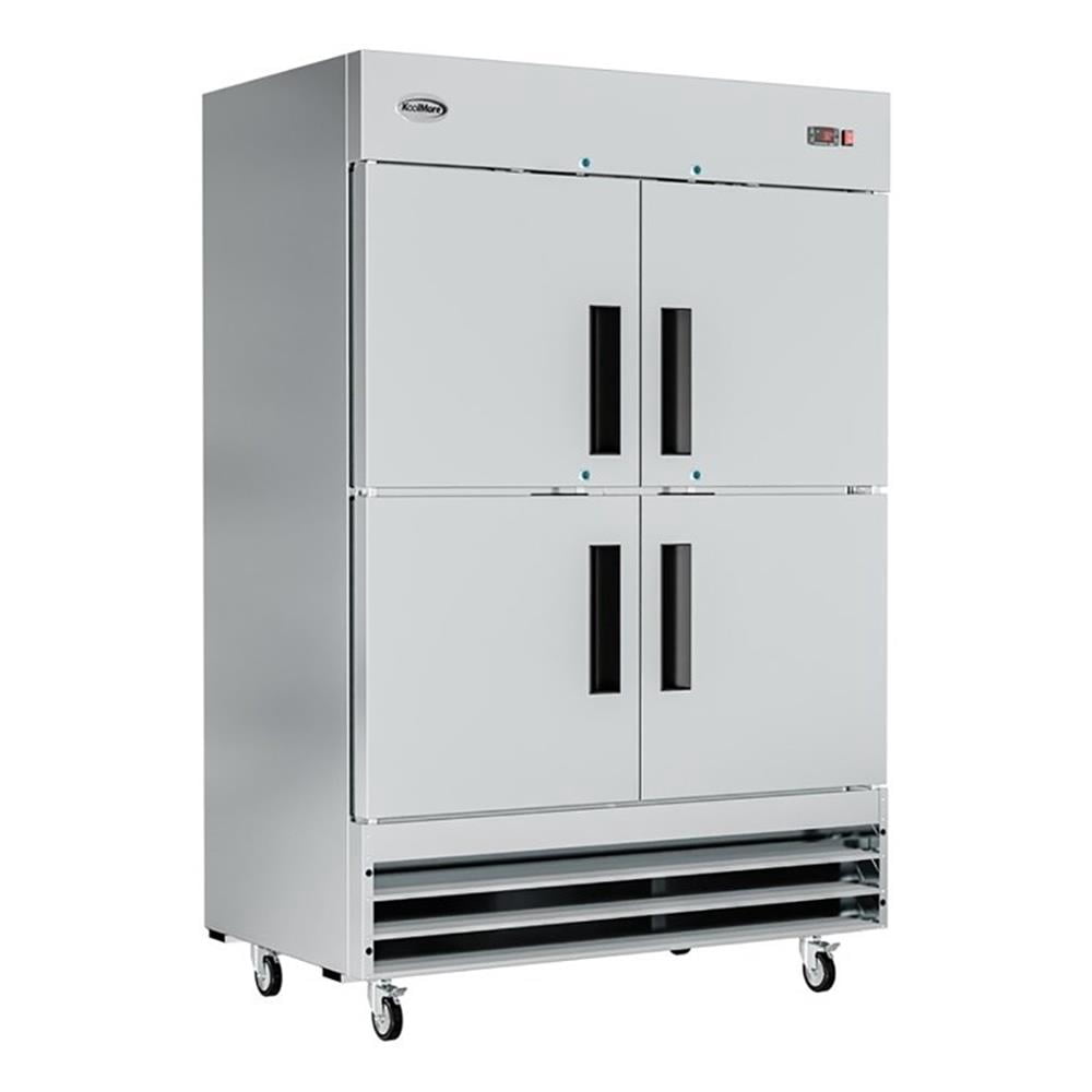 Pemberly Row Silver 54" Commercial Steel Half Door Reach-In Refrigerator