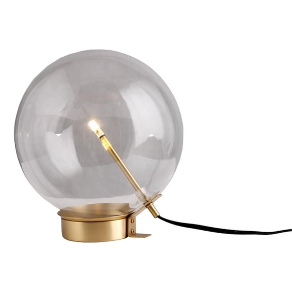 Pemberly Row Single Bulb Brass Table Lamp with Glass Orb Shade