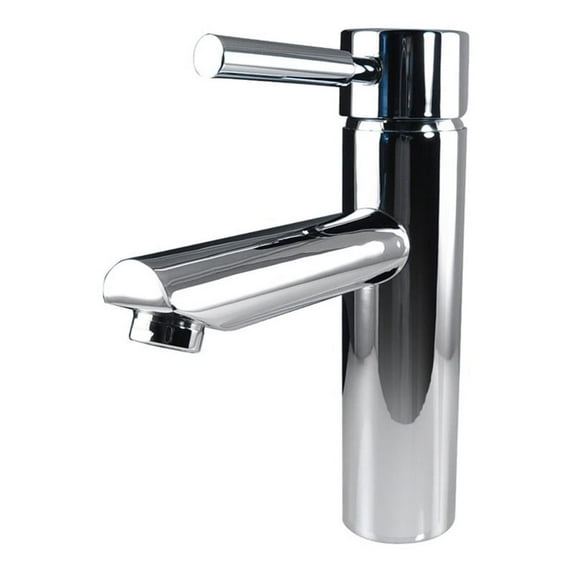 Pemberly Row Single Hole Mount Modern Ceramic Bathroom Vanity Faucet in Chrome
