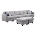 thumbnail image 1 of Pemberly Row Six Seat Fabric Reversible Modular Sofa & Two Ottoman-Light Gray, 1 of 9