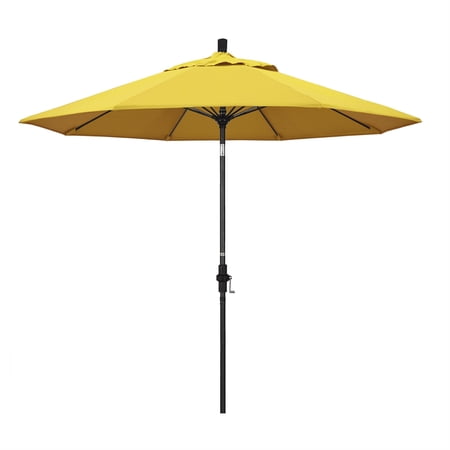 Pemberly Row Skye 9' Black Patio Umbrella in Olefin Lemon