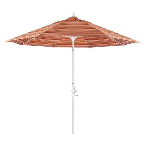 Pemberly Row Skye 9' White Patio Umbrella in Sunbrella 1A Dolce Mango