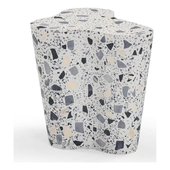 Pemberly Row Slab Black & White Riverbed Terrazzo Side Table