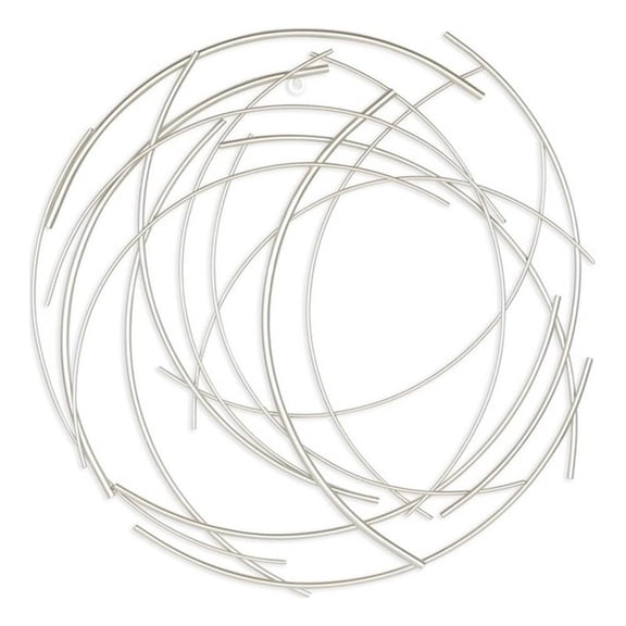 Pemberly Row Small Abstract Round Textured Metal Wall Art in Silver