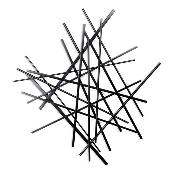 Pemberly Row Small Abstract Textured Metal Wall Decor in Black