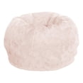 thumbnail image 1 of Pemberly Row Small Blush Furry Refillable Bean Bag Chair for Kids and Teens, 1 of 28
