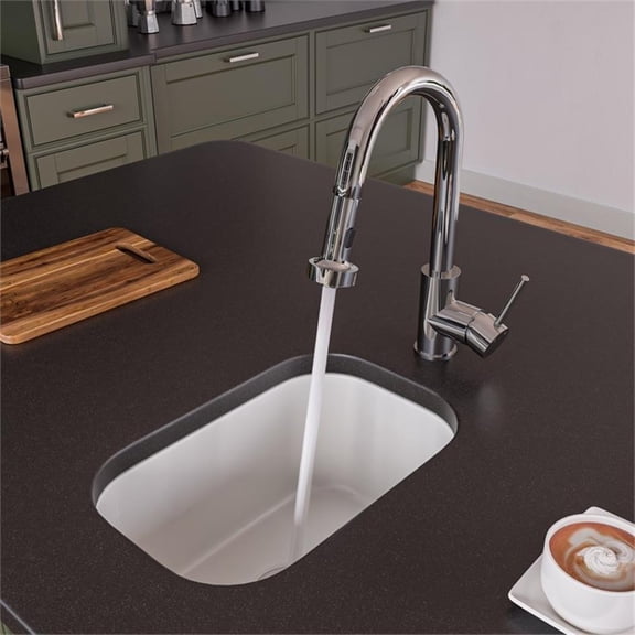 Pemberly Row Small Rectangular Fireclay Undermount or Drop In Prep / Bar Sink