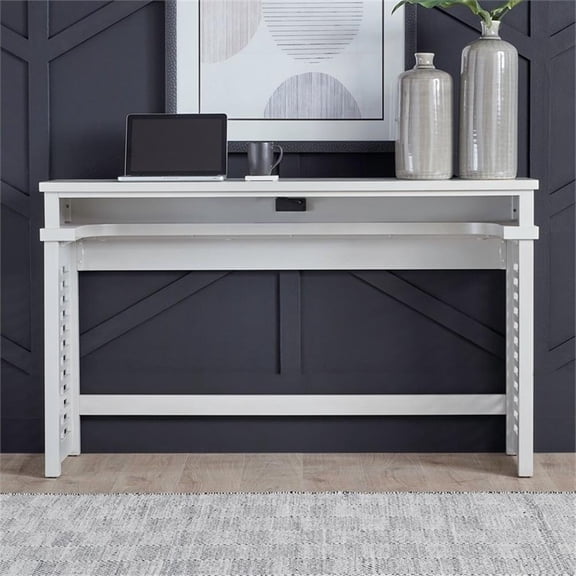 Pemberly Row Sofa Bar Console Table with Charging Station in Linen Finish