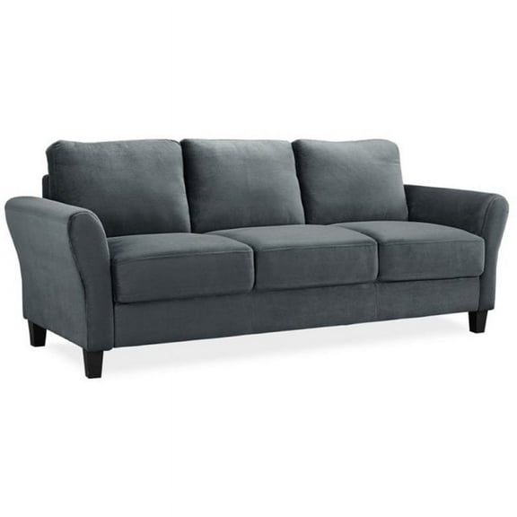 Pemberly Row Sofa in Dark Gray, Microfiber, Durable Upholstery