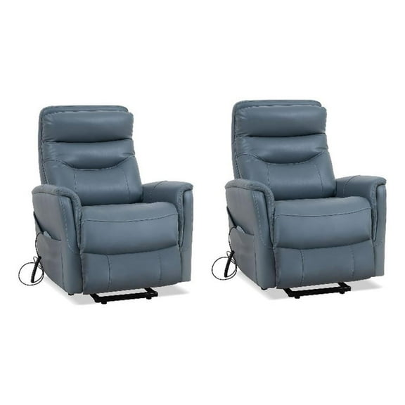 Pemberly Row Softy Azure Articulating Headrest Power Lift Recliner 2Pack