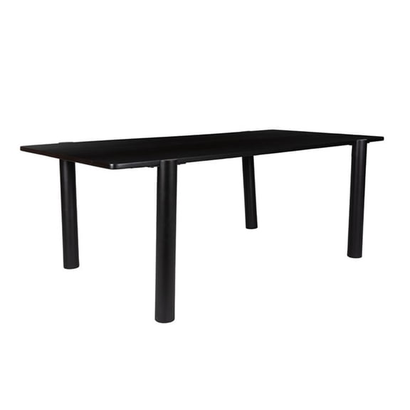 Pemberly Row Solid Acacia Wood 80" Rectangle Dining Table in Black