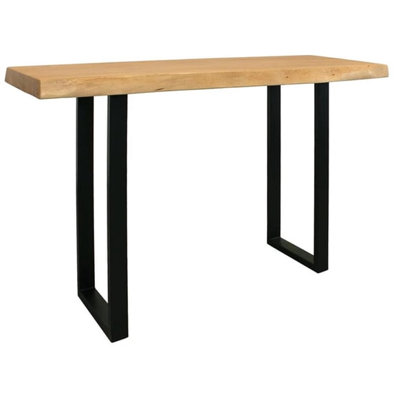 Pemberly Row Solid Acacia Wood Live Edge Console Table in Natural Finish