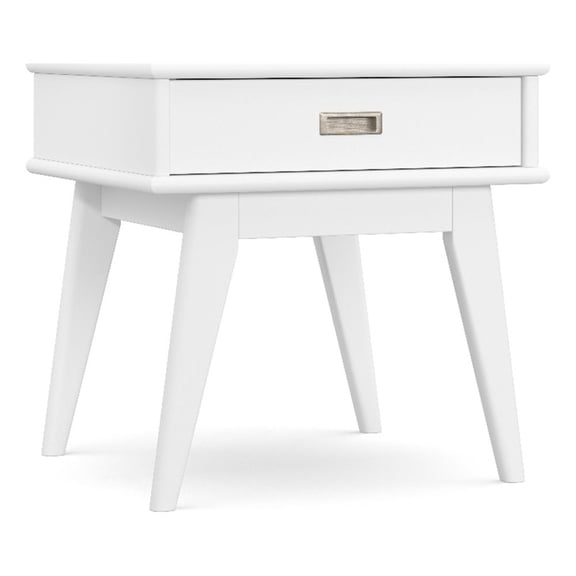 Pemberly Row Solid Hardwood Rectangle End Table with Drawer in White
