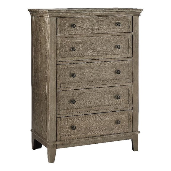 Pemberly Row Solid Hardwood Traditional 5-Drawer Chest in Sandwash