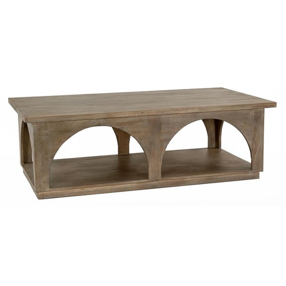 Pemberly Row Solid Mango Wood Coffee Table in North Creek Brown Finish