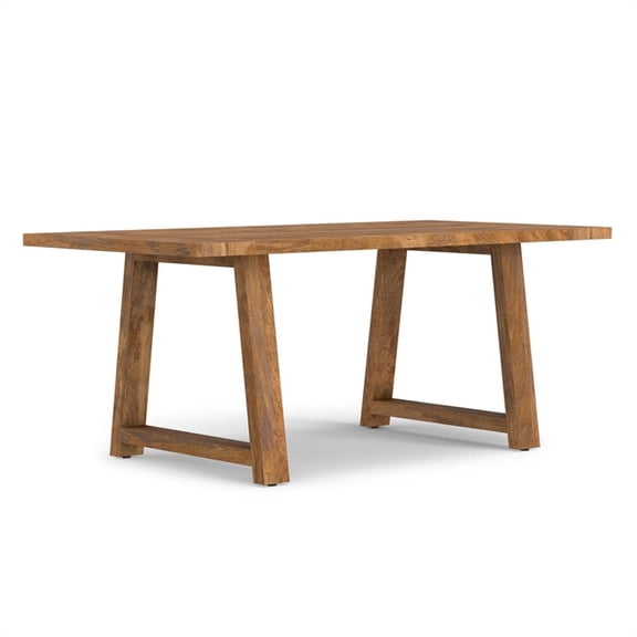 Pemberly Row Solid Mango Wood Farmhouse Dining Table in Burnt Wax