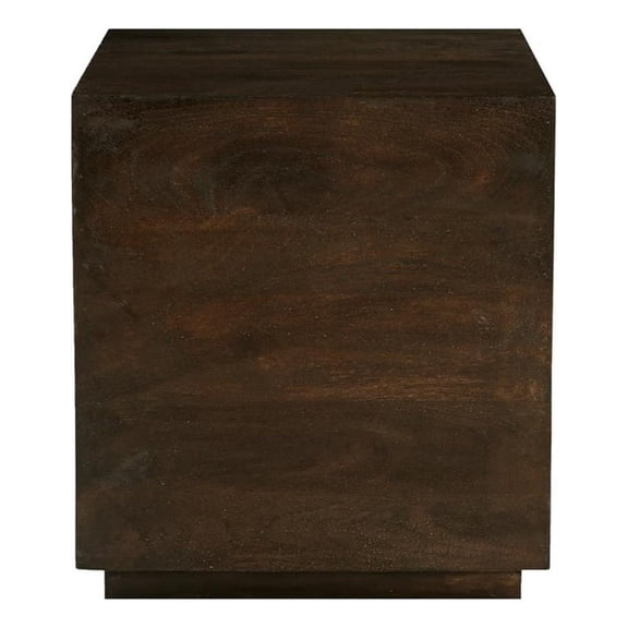 Pemberly Row Solid Mango Wood Square Side Table in Barista Brown Finish