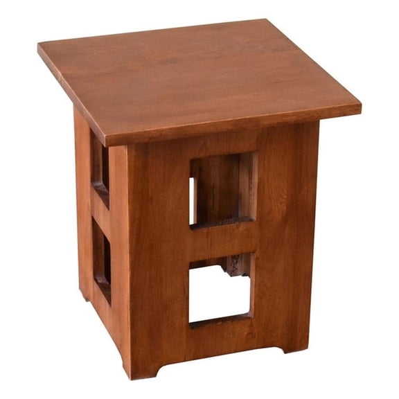 Pemberly Row Solid Oak Square End Table with Cut Outs - Michael's Cherry