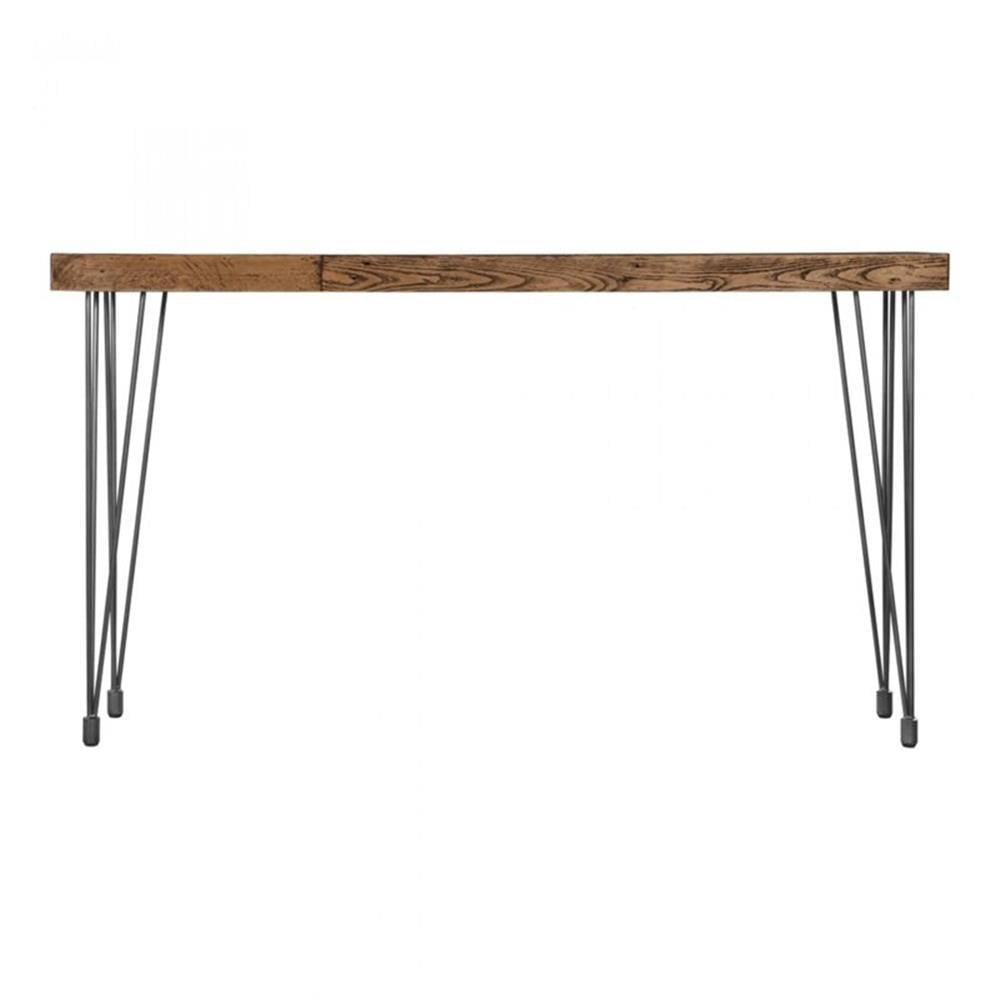 Pemberly Row Solid Pine Wood Console Table with Iron Legs in Natural ...