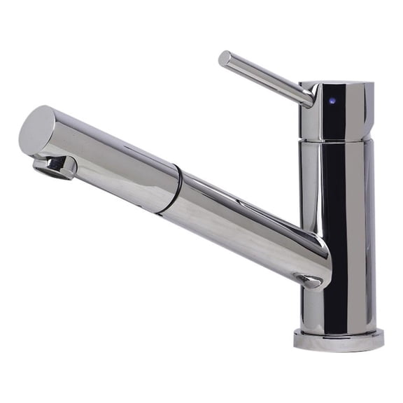 Pemberly Row Solid Polished Stainless Steel Pull Out Single Hole Kitchen Faucet