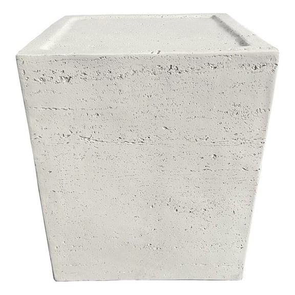 Pemberly Row Solid Wood 14.2" Indoor/Outdoor Accent Table in Ivory
