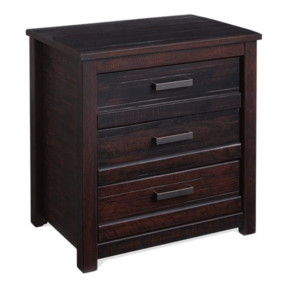 Pemberly Row Solid Wood 3-Drawer Nightstand in Antique Walnut