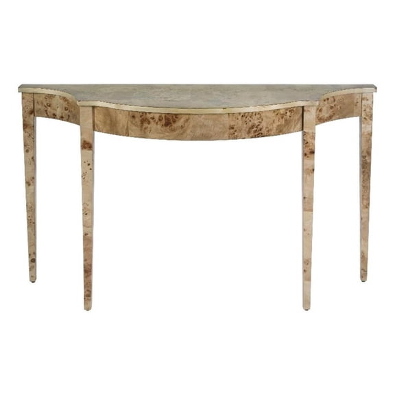 Pemberly Row Solid Wood 54" Demilune Console Table in Light Brown