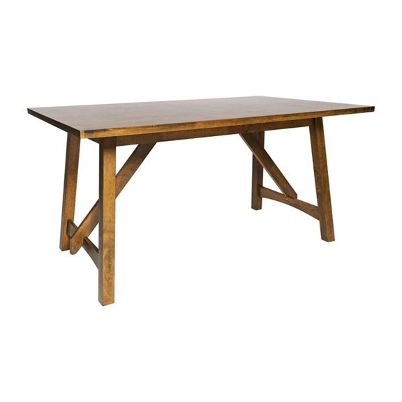 Pemberly Row Solid Wood 60" Trestle Base Dining Table in Antique Gray