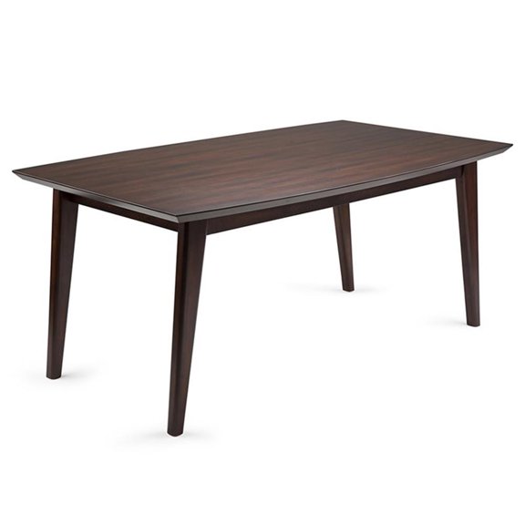 Pemberly Row Solid Wood 66" Rectangle Modern Dining Table in Java Brown
