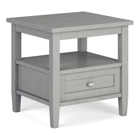 Pemberly Row Solid Wood End Side Table with Storage in Fog Gray