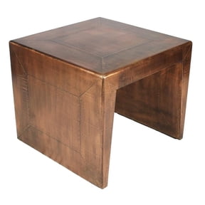 Pemberly Row Solid Wood End Table with Copper Aluminum Cladding and Polished Top