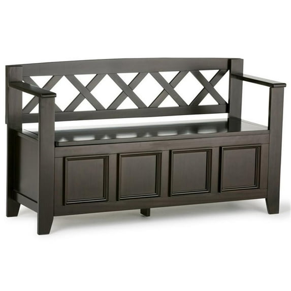 Pemberly Row Solid Wood Entryway Lift-Top Storage Bench in Hickory Brown