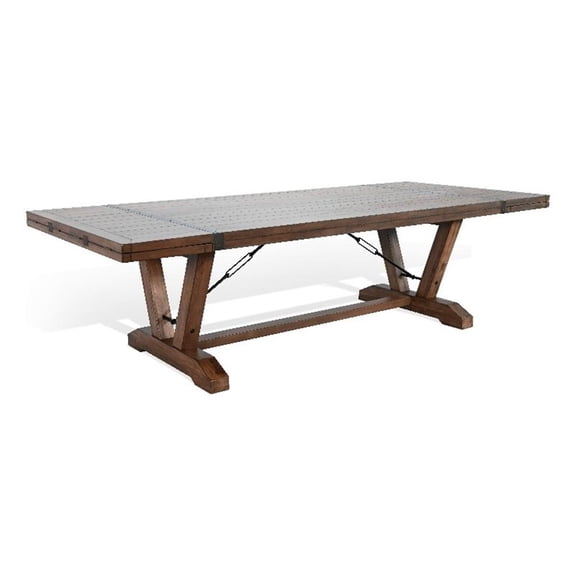 Pemberly Row Solid Wood Farmhouse Extension Table with Folding Leaves